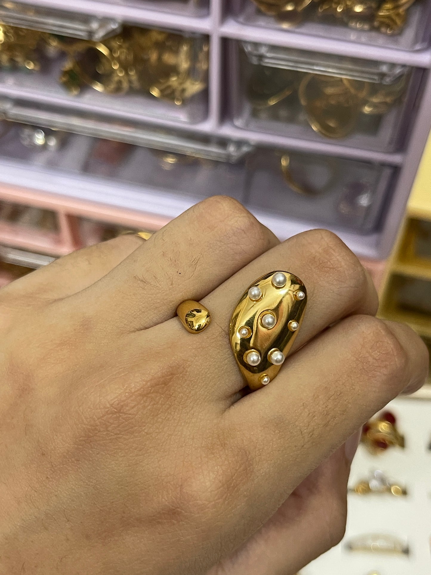 Stainless Steel Ring 222 (Pearl )