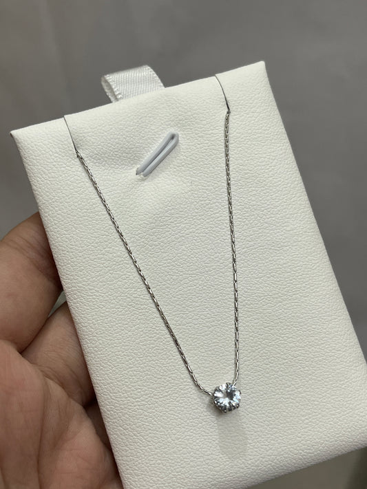 Crystal Round Necklace Silver