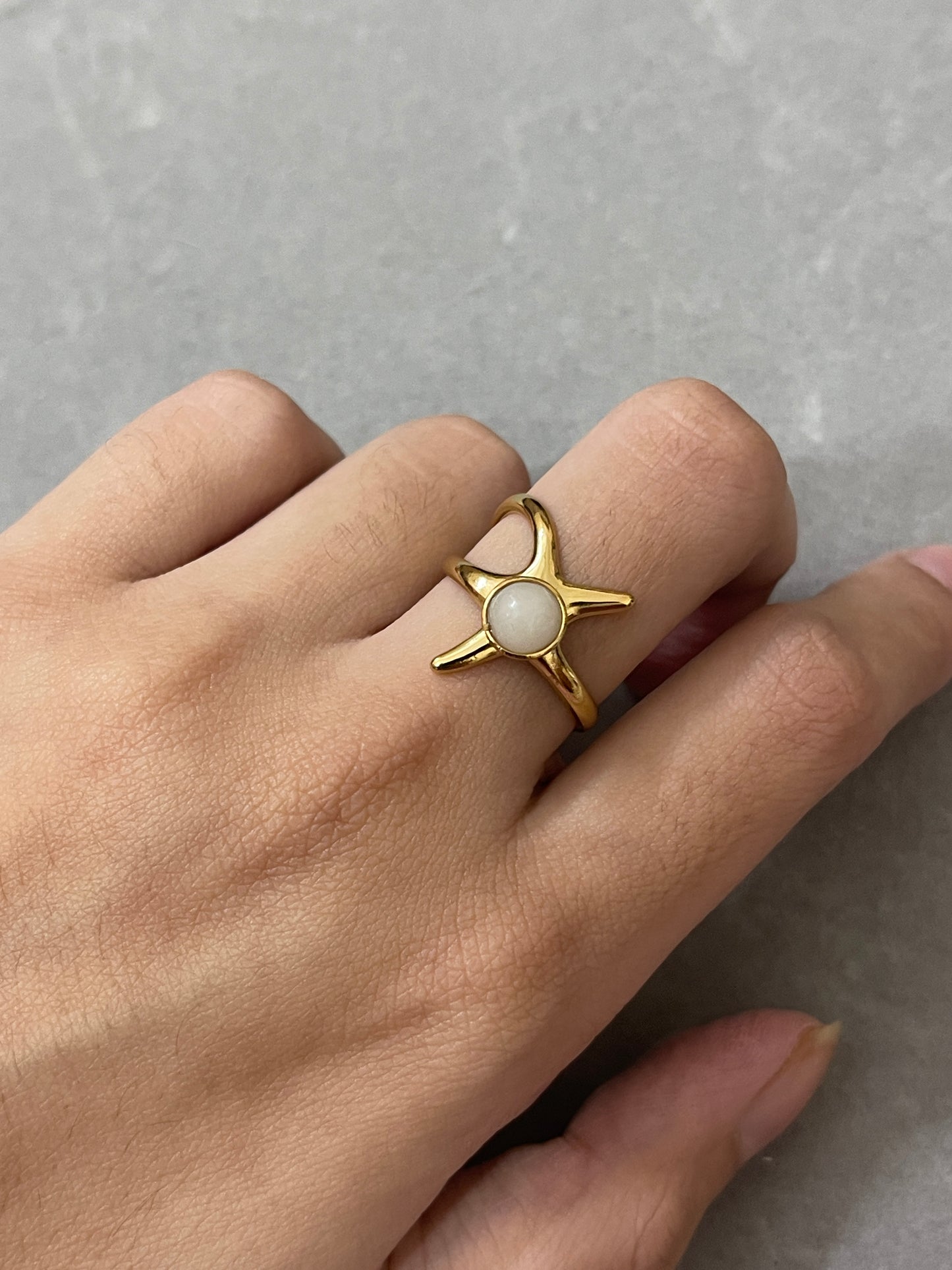 Stainless Steel Ring 241 (Pearl Starfish)