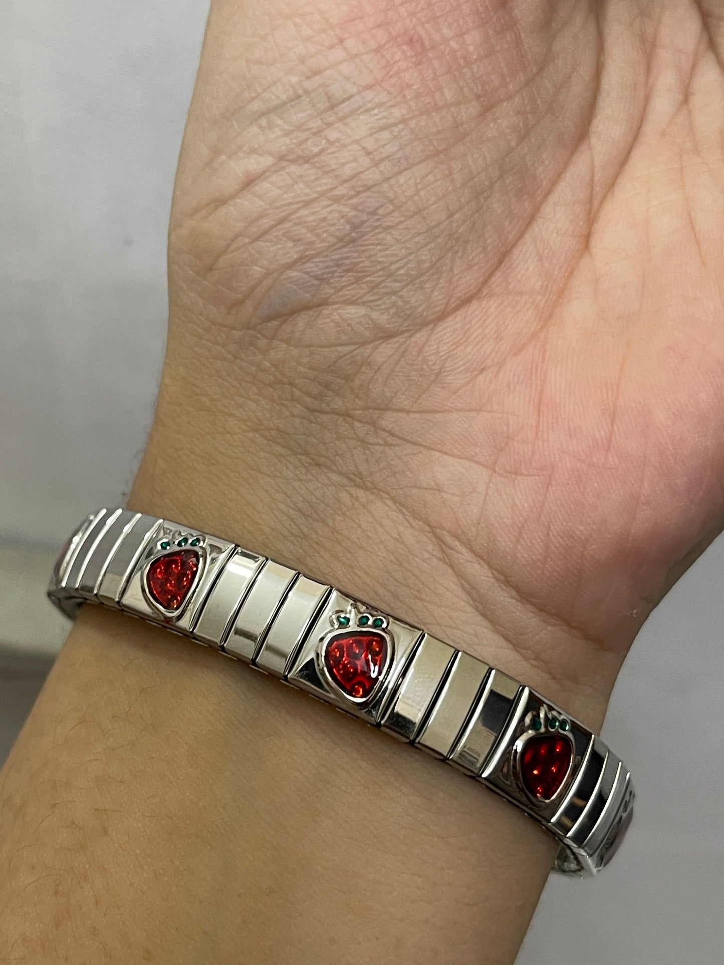 Stretchable Strawberry Bracelet Silver