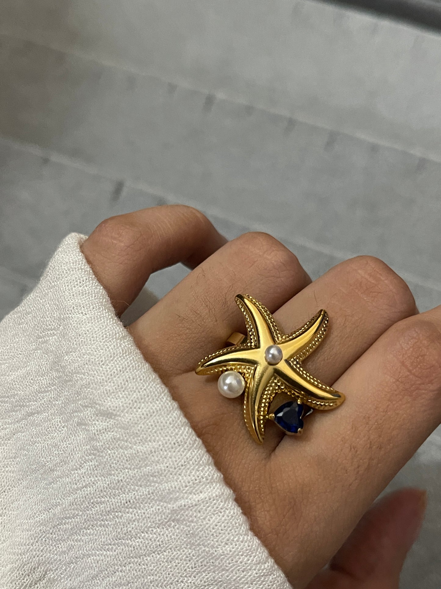 Stainless Steel Ring 242 (Blue Starfish)