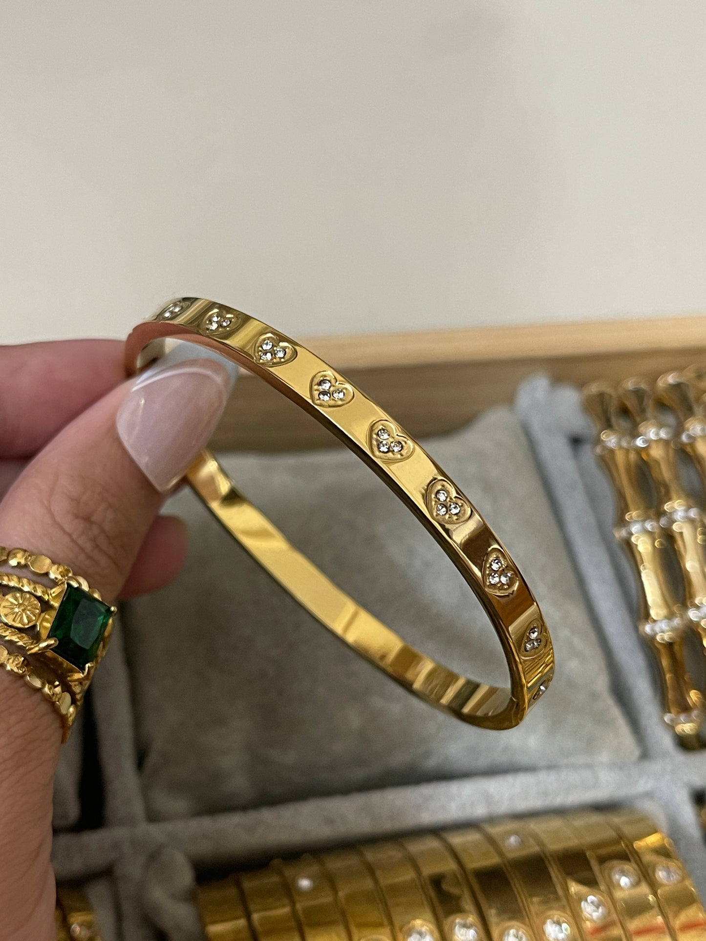 Stone Heart Bangle