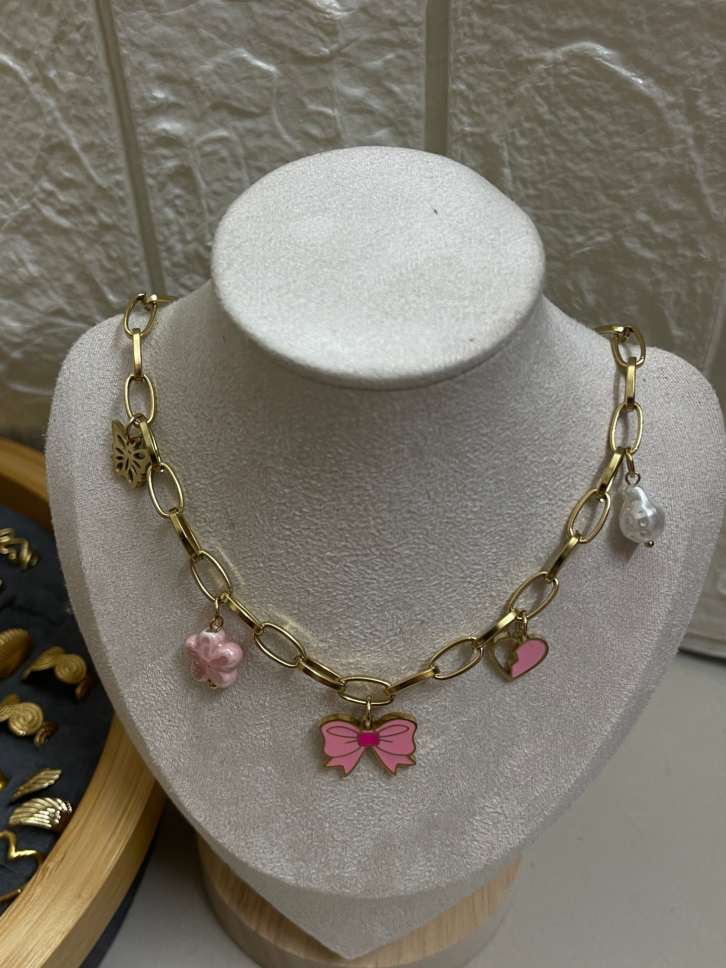 Pink Bow Necklace