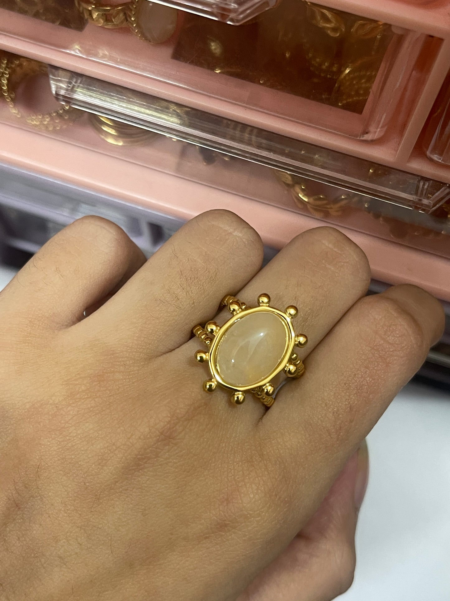 Stainless Steel Ring 058 (Pink)