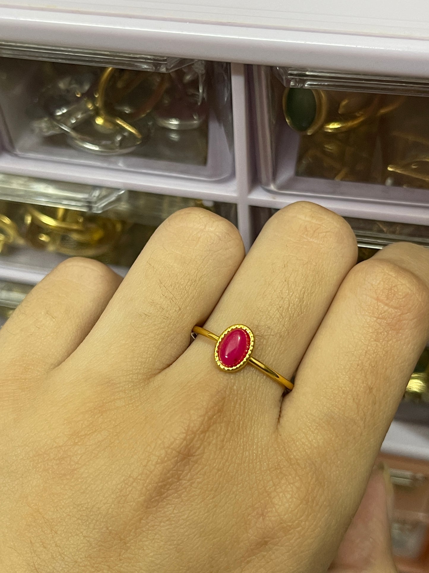 Stainless Steel Ring 247 (Magenta)