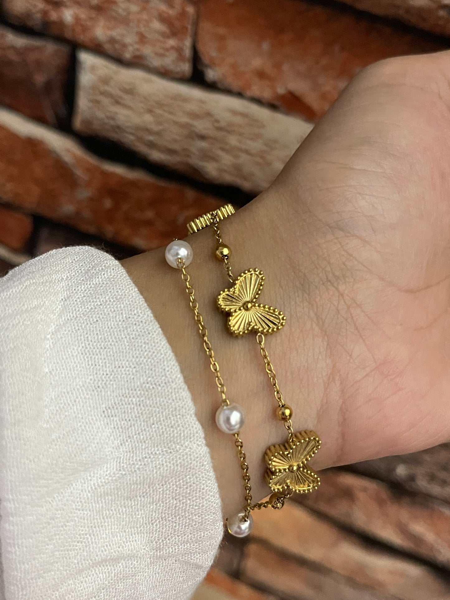 Double layer butterfly bracelet