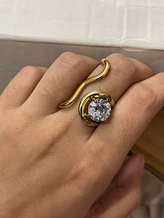 Stainless Steel Ring 016  (Zircon )