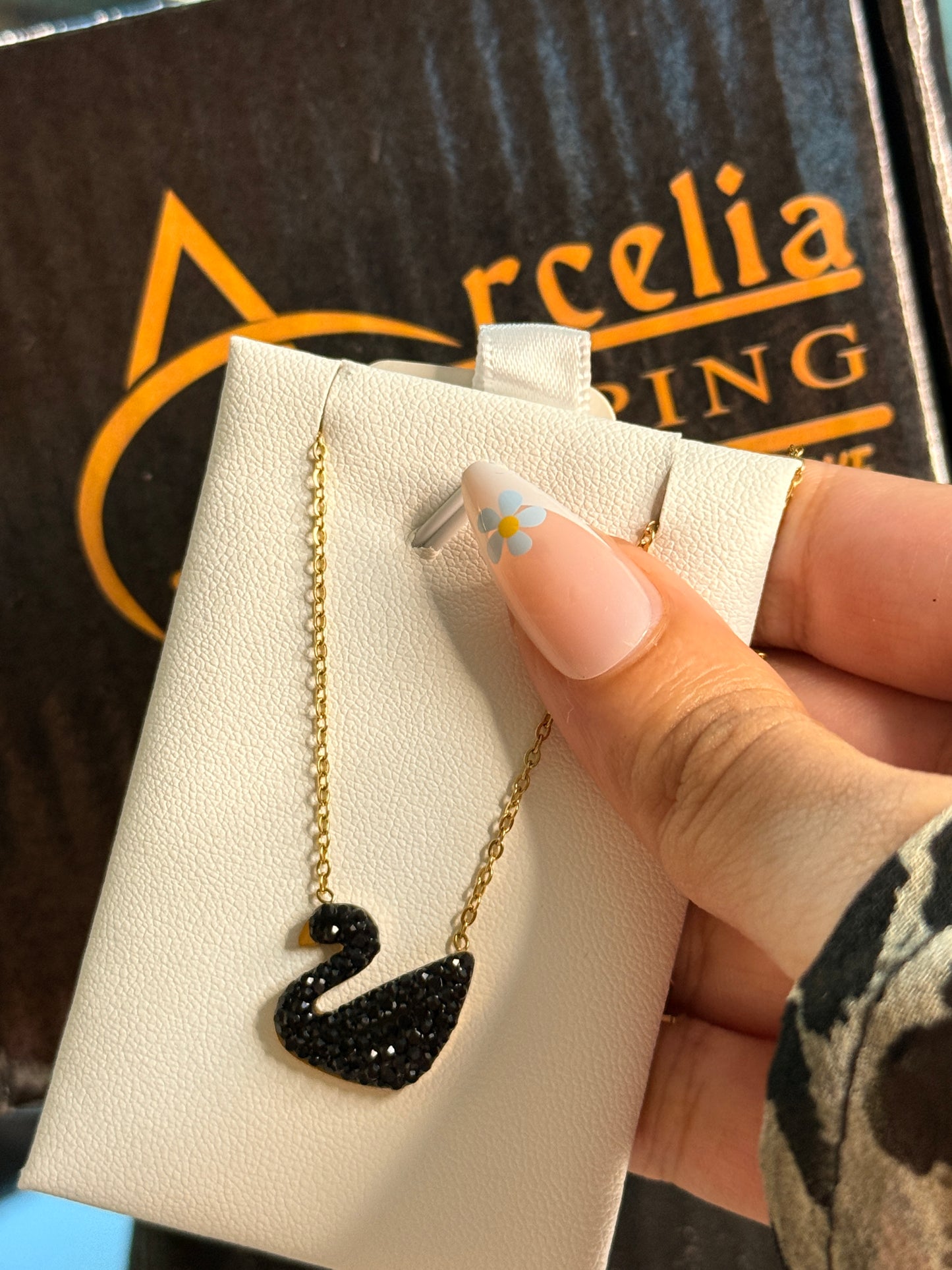 Swan Necklace (Black)