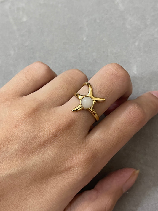 Stainless Steel Ring 241 (Pearl Starfish)