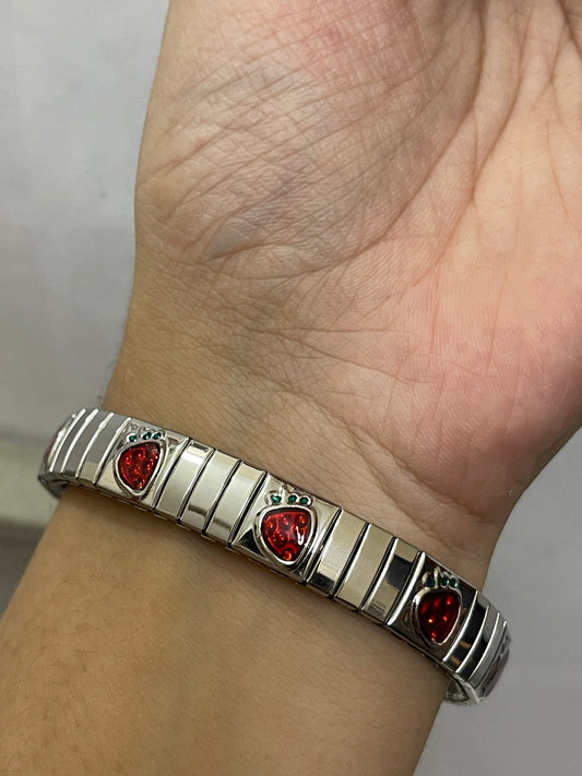 Stretchable Strawberry Bracelet Silver