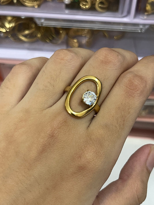 Stainless Steel Ring 256 (White Stone)