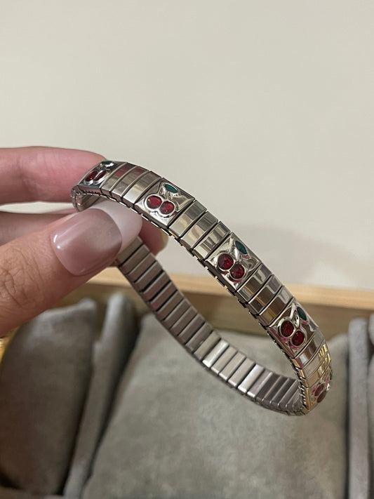 Stretchable Cherry Bracelet Silver