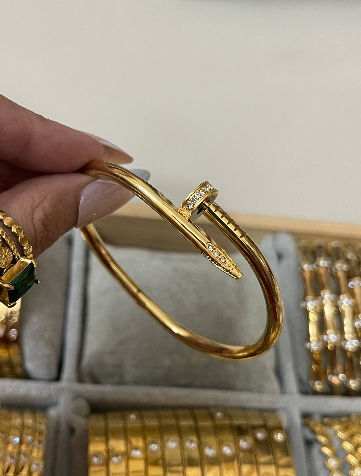 Half Stone Nail Bangle