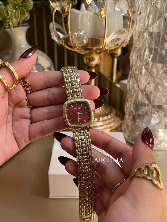 Stainless Steel Watch ( Maroon)