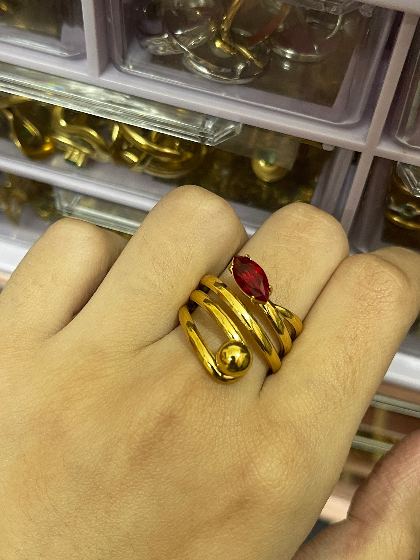 Stainless Steel Ring 082 (Red)