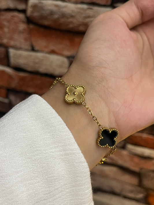 Black & Gold Clover Bracelet