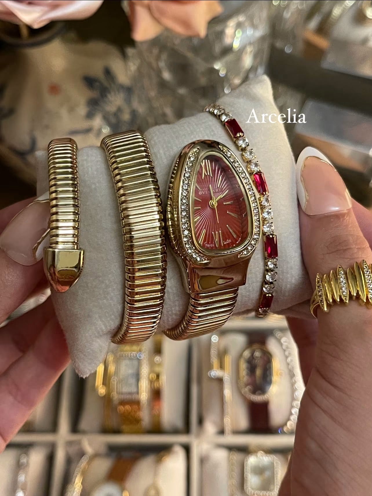 Bvlgar** snake watch combo